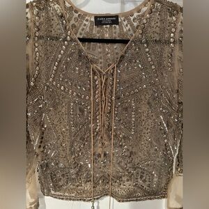 Zara Gold Beaded Embellished Fabric